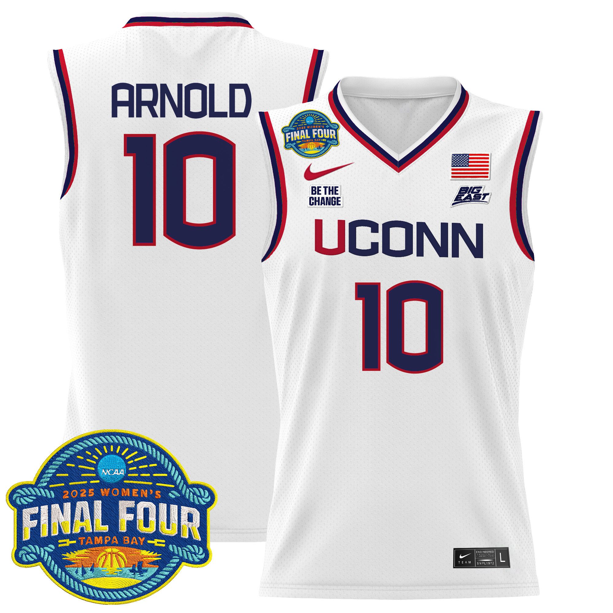 Men UConn Huskies #10 Arnold White Nike 2025 Big Eat Final Four Patch Lightweight Basketball NCAA Jersey->more ncaa teams->NCAA Jersey